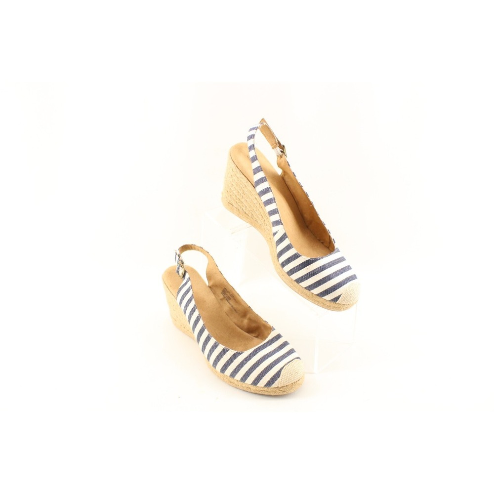 G.H. Bass Women's Emilie Blue/White Stripe Espadrilles Wedge Shoes 9.5M